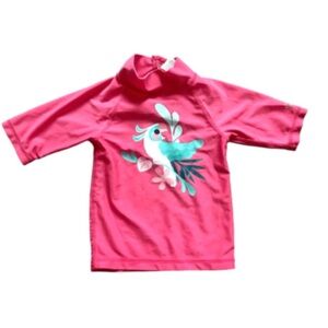 UV Skinz Rashguard Shirt Pink Parrot Design size 7 Beach Swim
